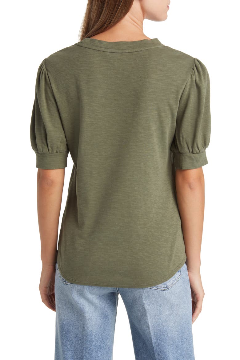 Ashby Isles Puff Sleeve Cotton Top, Alternate, color, PALM MOSS