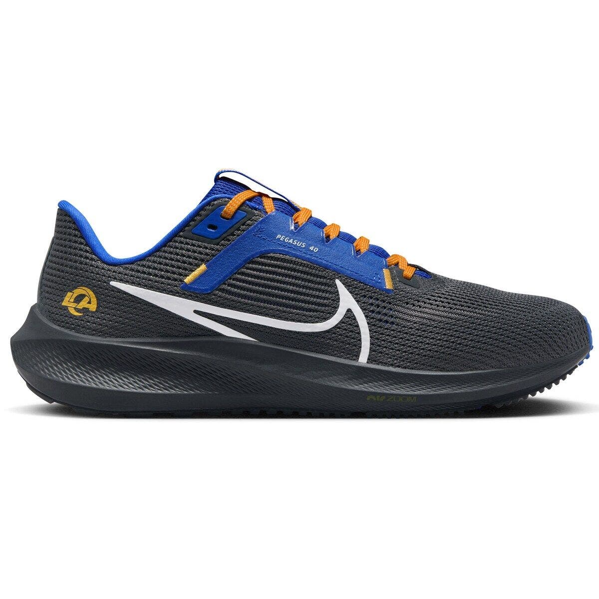 Unisex Nike  Anthracite Los Angeles Rams Zoom Pegasus 40 Running Shoe, Main, color, Anthracite