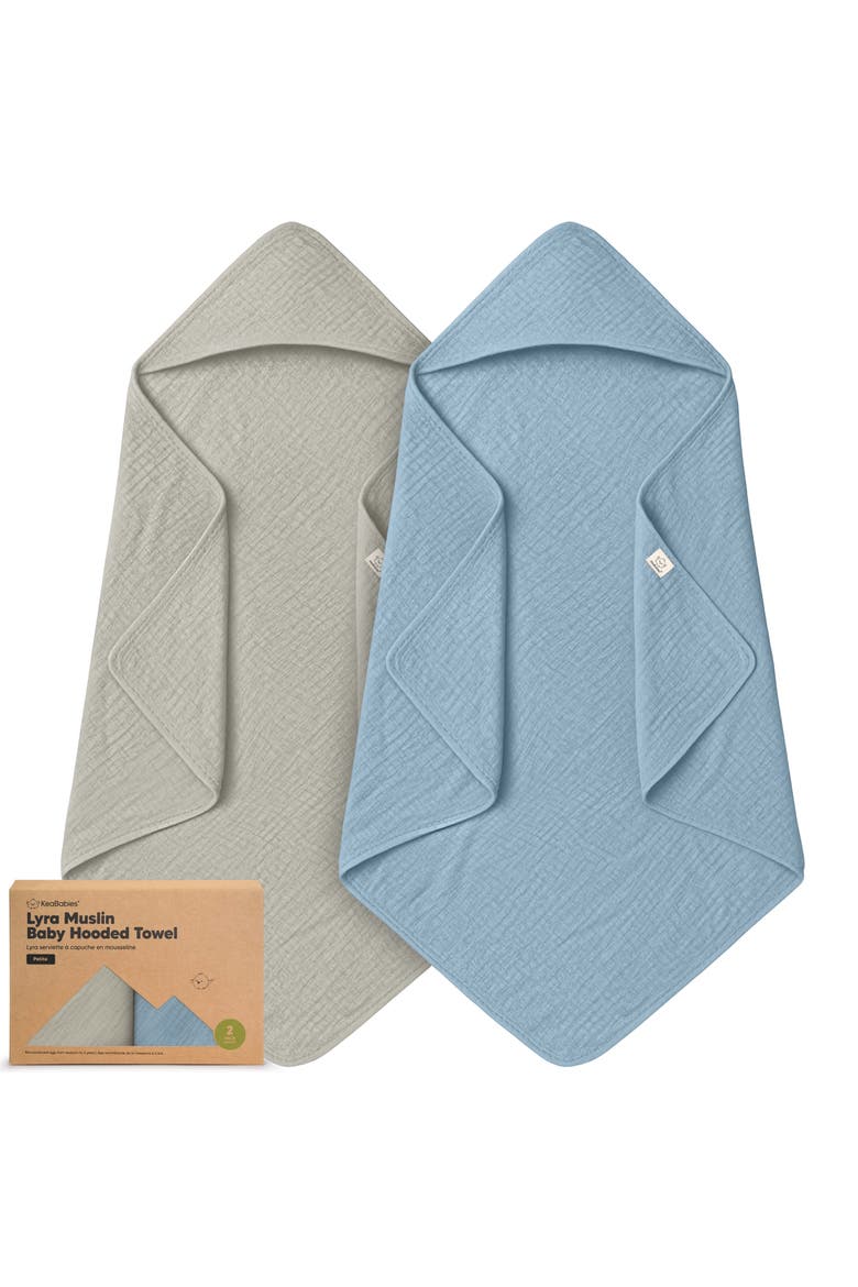 2-Pack Lyra Muslin Hooded Towels, Main, color, Steel