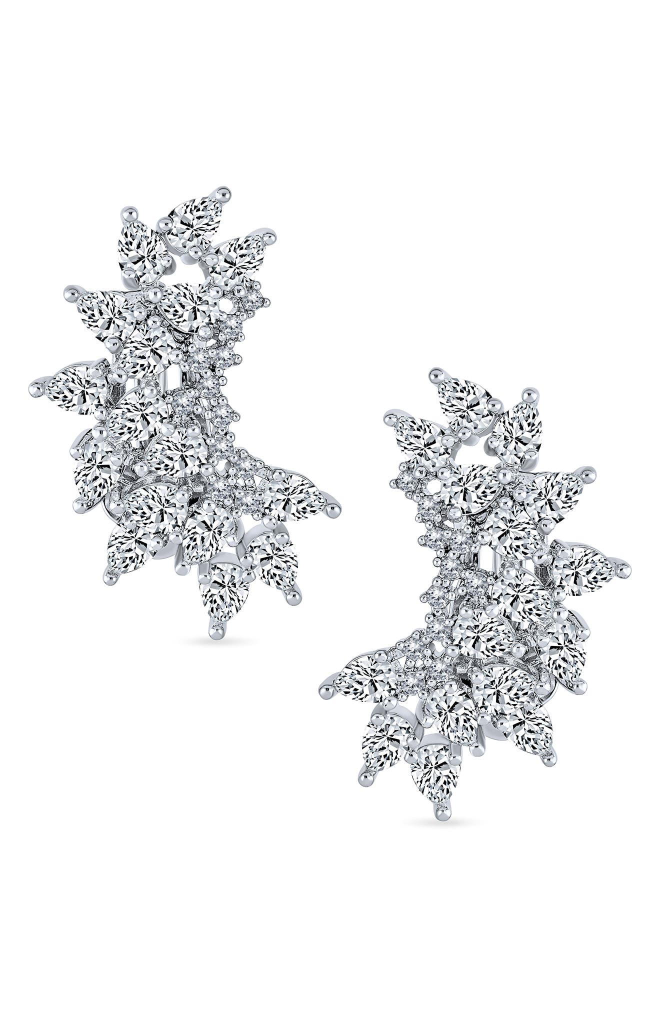 BLING JEWELRY CZ Cluster Clip-On Earrings