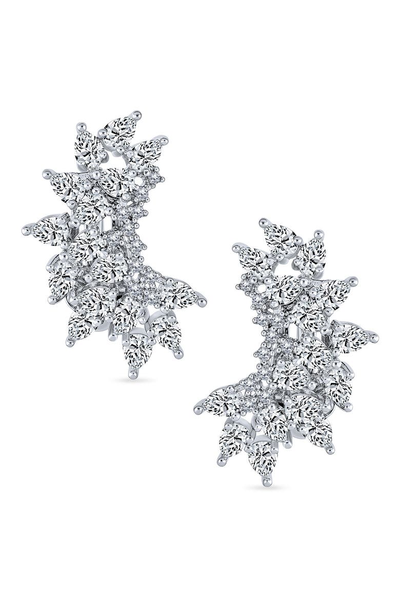 CZ Cluster Clip-On Earrings, Main, color, CLEAR