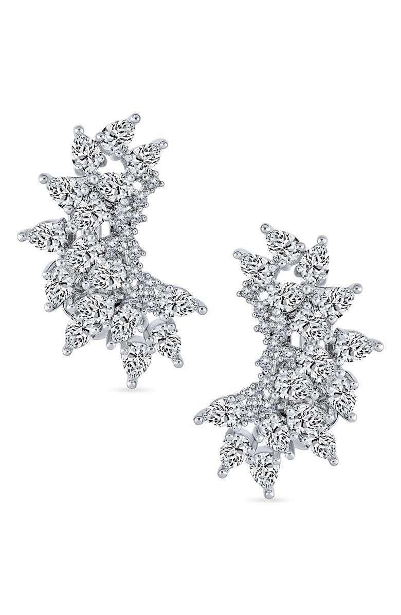 BLING JEWELRY CZ Cluster Clip-On Earrings, Main, color, Clear