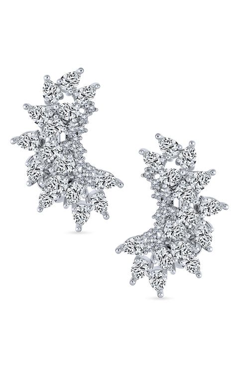 CZ Cluster Clip-On Earrings