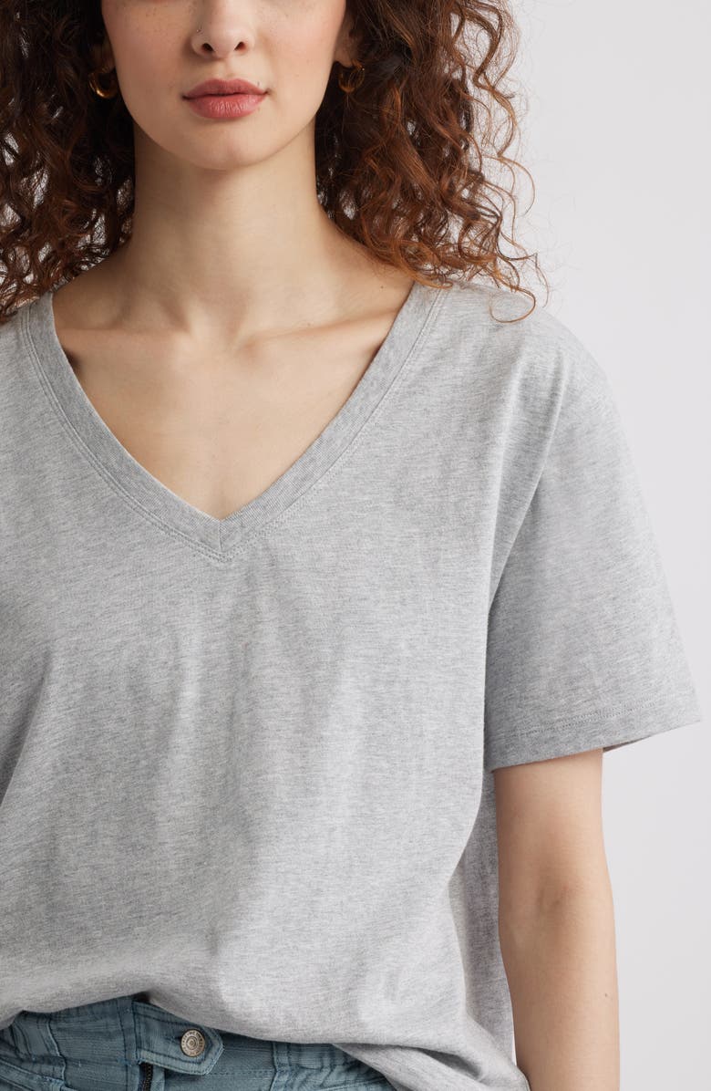 Treasure & Bond Core Cotton V-Neck T-Shirt, Alternate, color, Grey Heather