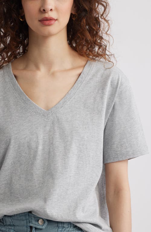 Treasure & Bond Oversize V-neck Cotton T-shirt In Grey Heather