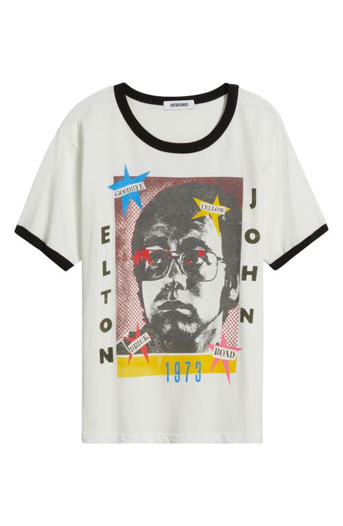 Daydreamer Elton John 1973 Pop Art Cotton Graphic T-shirt In White