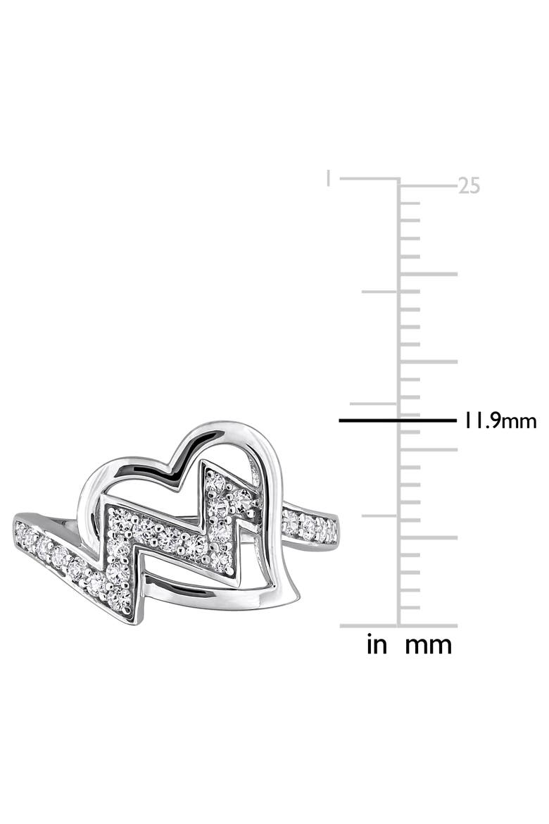 Sterling Silver Created White Sapphire Double Heart Ring, Alternate, color, SILVER
