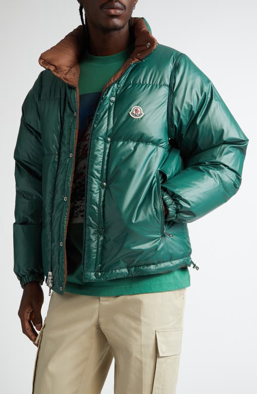 Moncler Verone Convertible Down Puffer Jacket In Brown