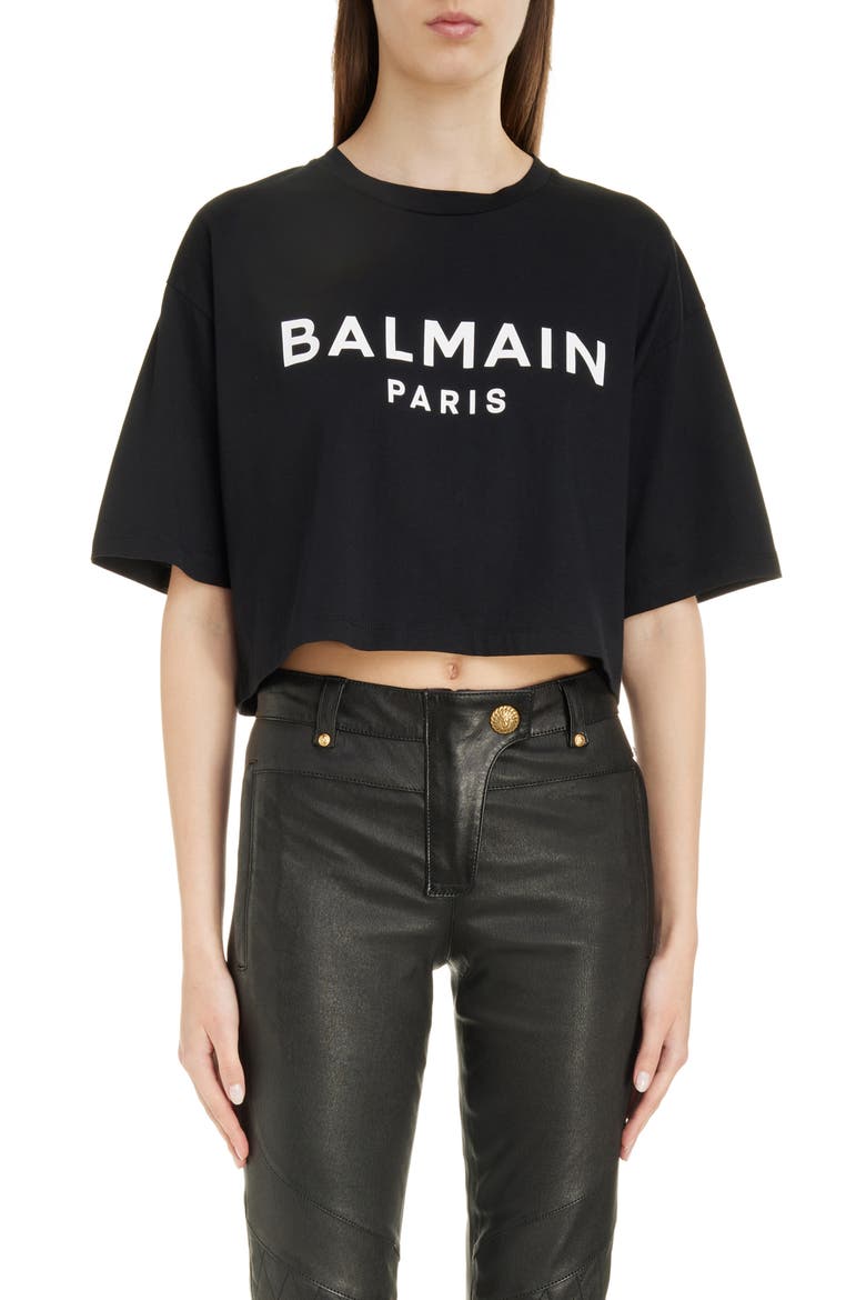 Logo Crop Cotton Graphic T-Shirt, Main, color, EAB BLACK/ WHITE