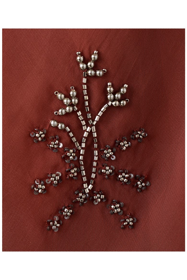 Embellished Long Sleeve Midi Dress, Alternate, color, RUSSET