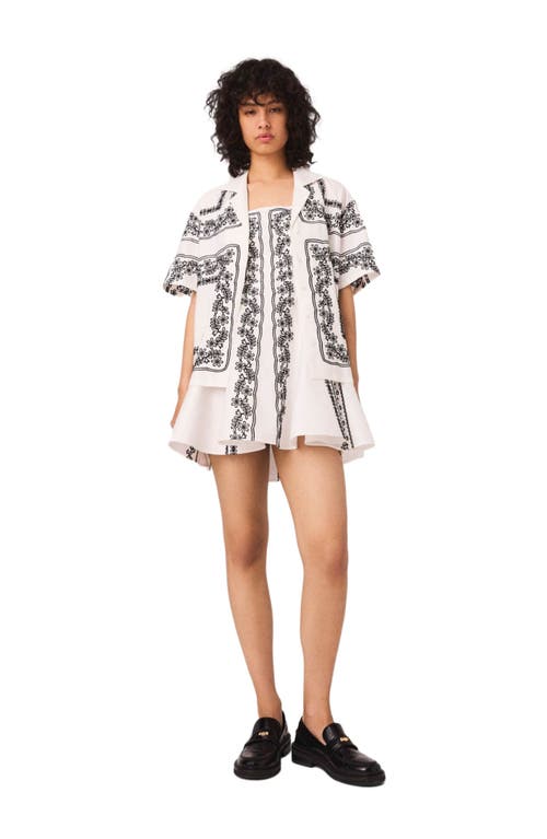 Maje Short-sleeved Embroidered Shirt In Multi