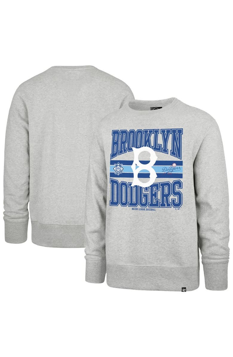 '47 Men's '47 Gray Brooklyn Dodgers Cooperstown Collection Letters Headline Pullover Sweatshirt, Alternate, color, Gray