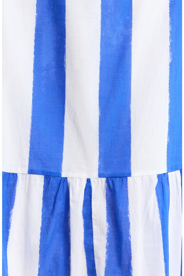 Stripe Cotton Split Neck Shift Minidress, Alternate, color, WHITE-BLUE-STRIPE