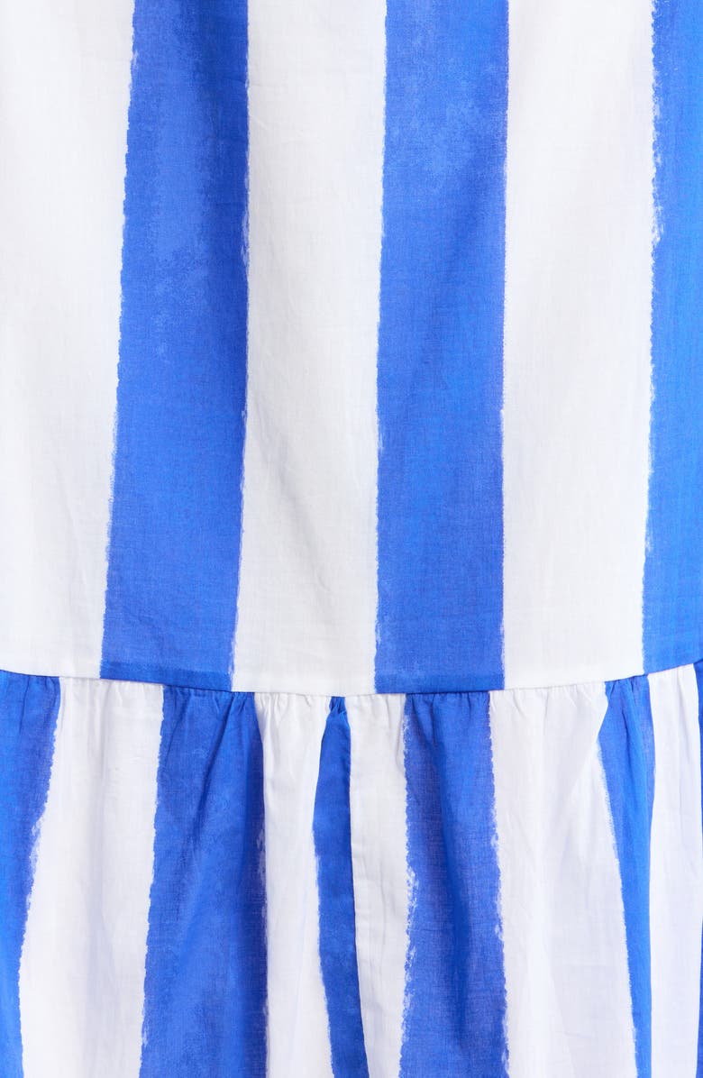 SUGARLIPS Stripe Cotton Split Neck Shift Minidress, Alternate, color, White-Blue-Stripe