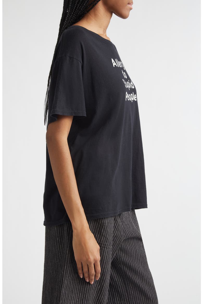 Allergic to Stupid Cotton & Cashmere Graphic T-Shirt, Alternate, color, BLACK