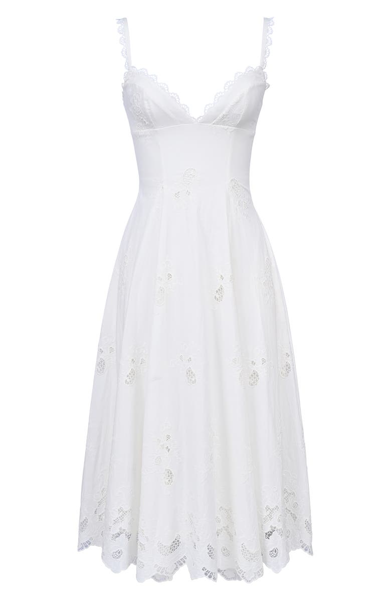HOUSE OF CB Tatiana Broderie Midi Dress, Alternate, color, White