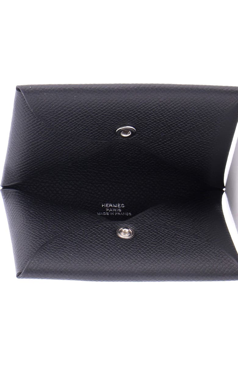 Pre-Owned Hermes Calvi Duo Card Holder Epsom, Alternate, color, Noir