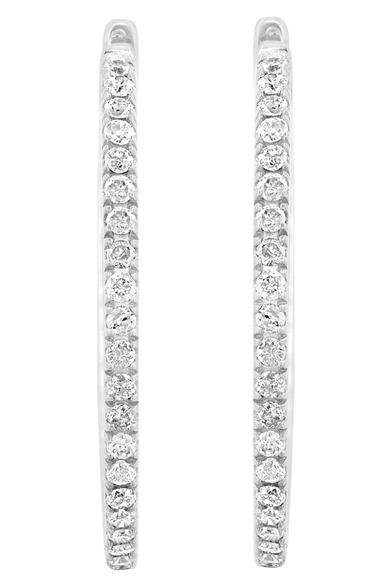 Diamond Hoop Earrings, Alternate, color, SILVER
