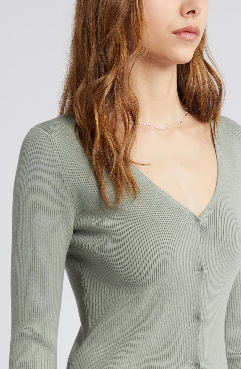 Open Edit Luxe Sculpt Cardigan, Alternate, color, Green Halo
