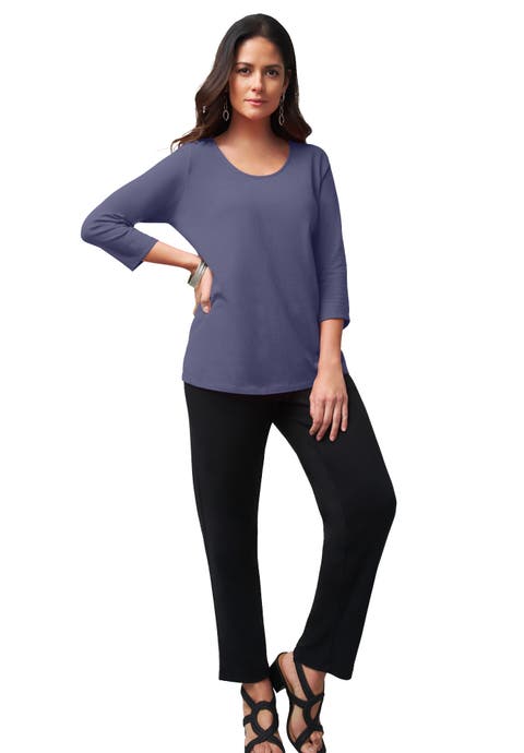 Stretch Cotton Scoop Neck Tee (Plus)