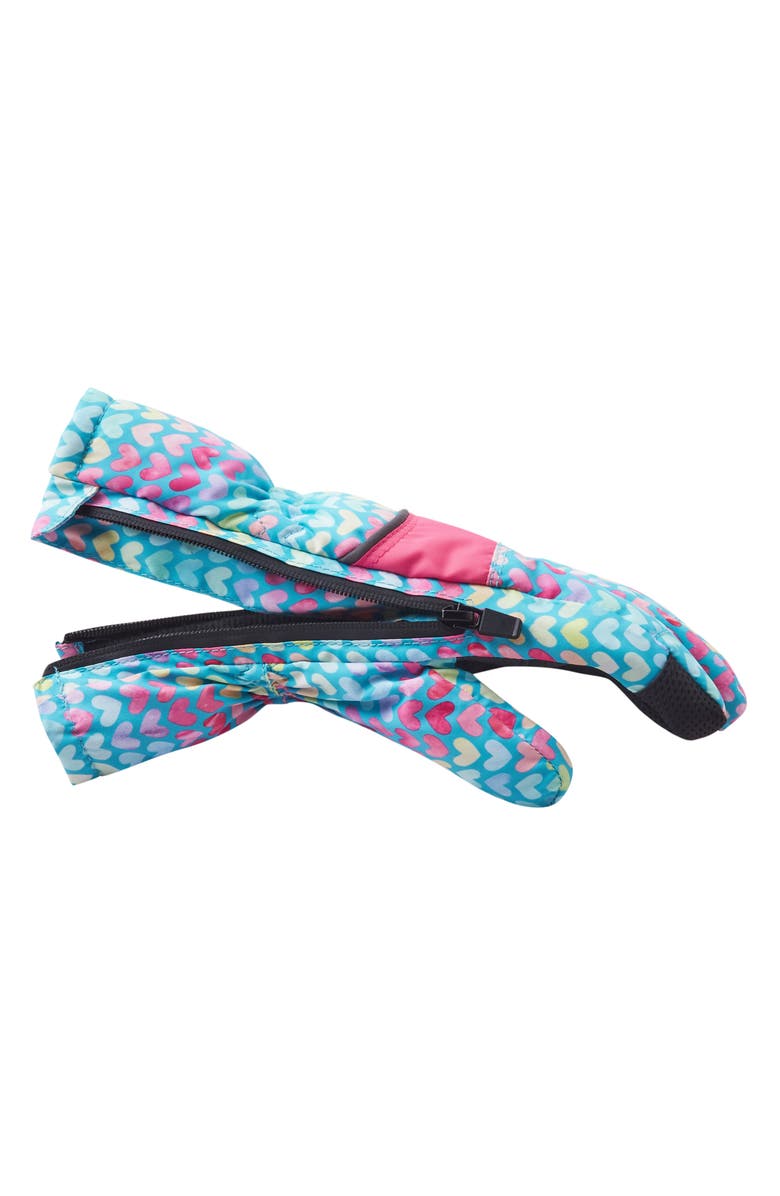 Andy & Evan Kids' Zip Gloves, Alternate, color, Aqua Hearts