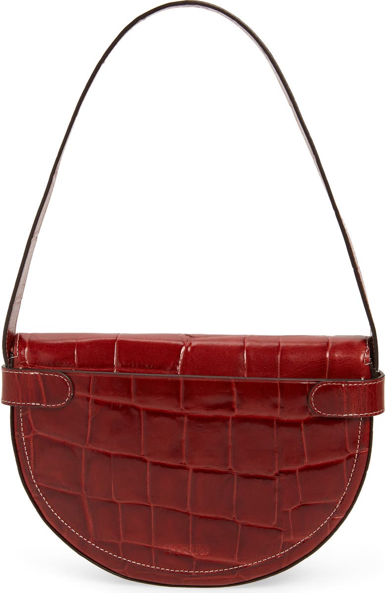 STAUD Amal Croc Embossed Leather Shoulder Bag, Alternate, color,
