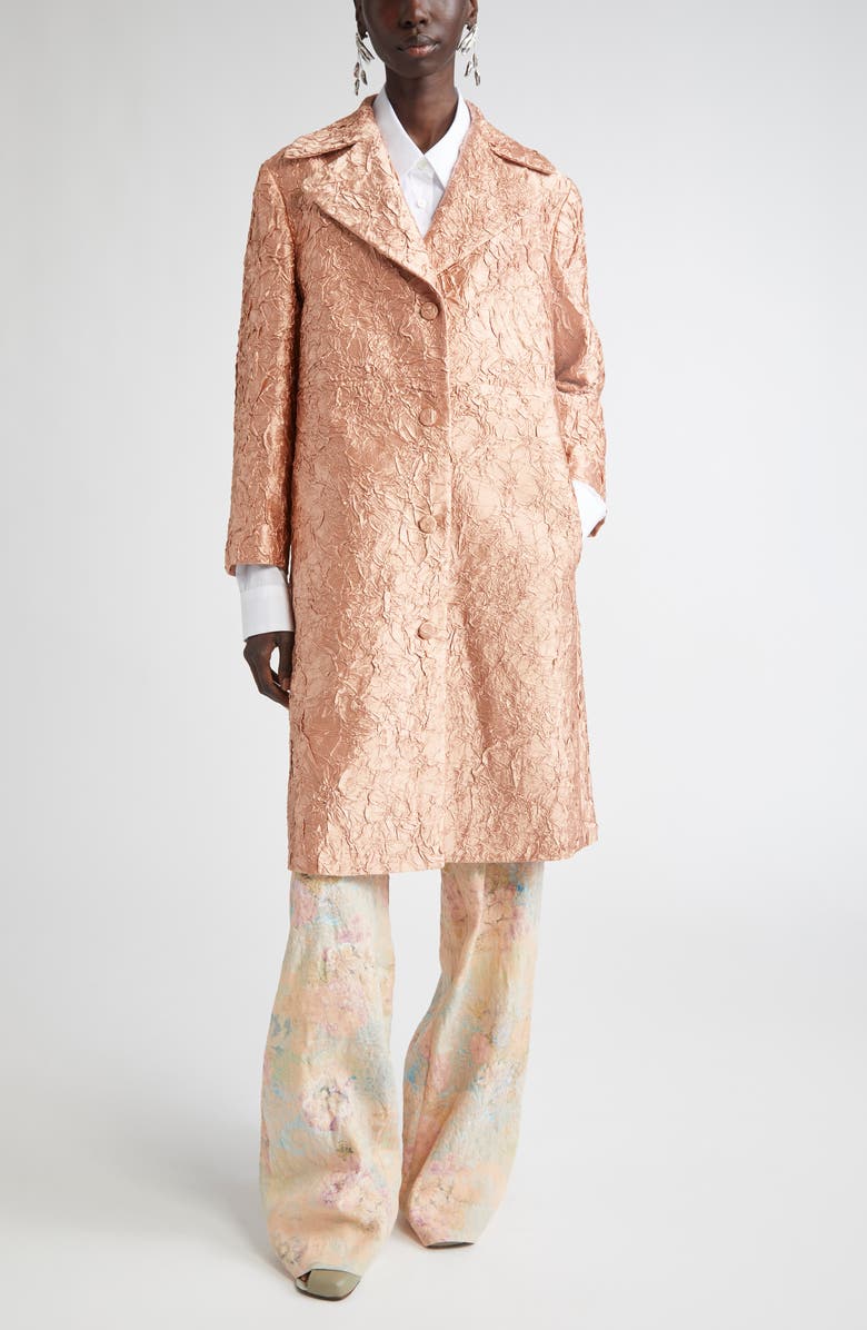Dries Van Noten Crinkle Finish Velveteen Coat, Alternate, color, Peach