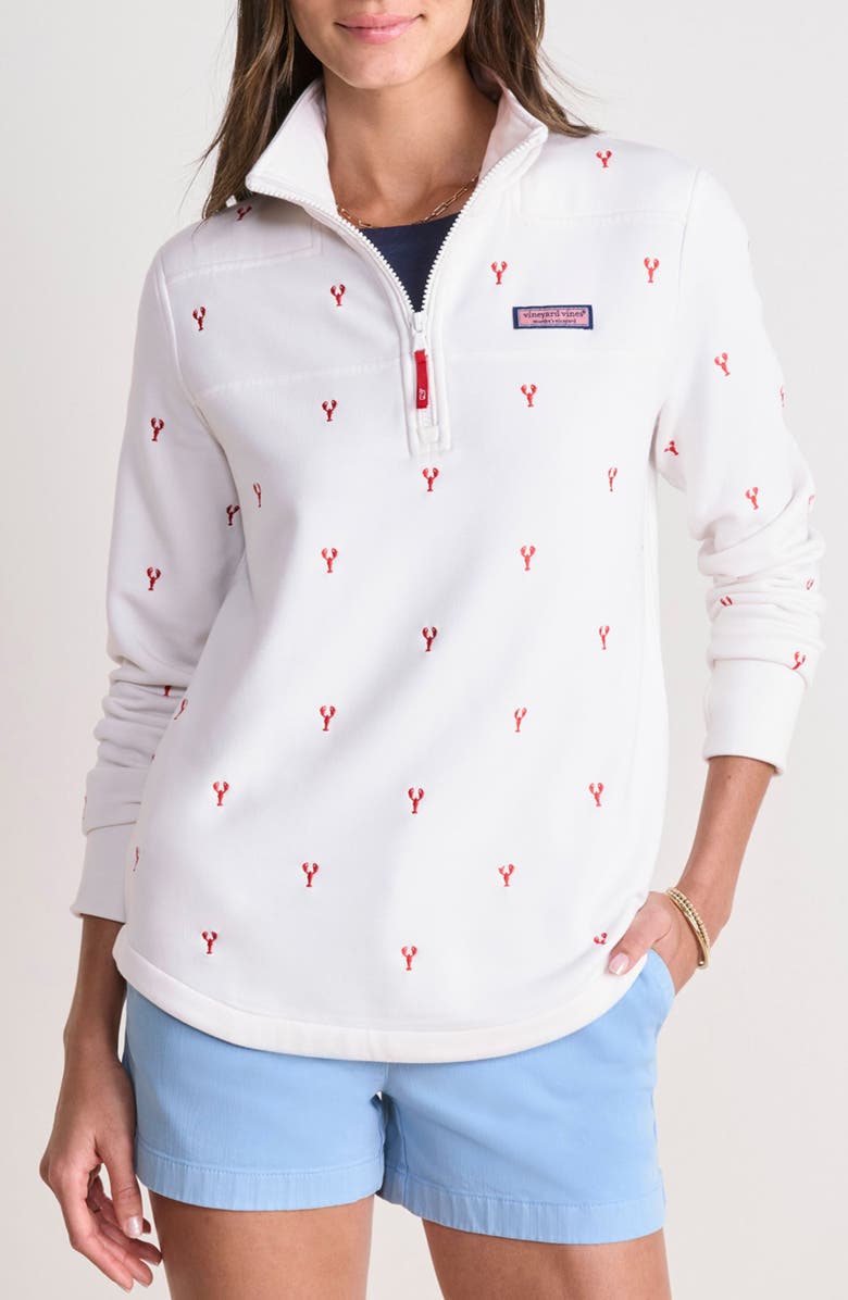 vineyard vines Dreamcloth Quarter Zip Pullover, Main, color, Lobster Embd White