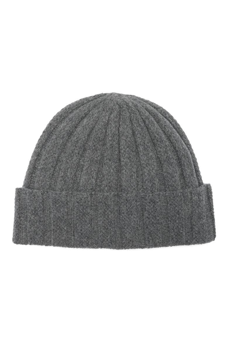Wool & Cashmere Rib Beanie, Main, color, GREY