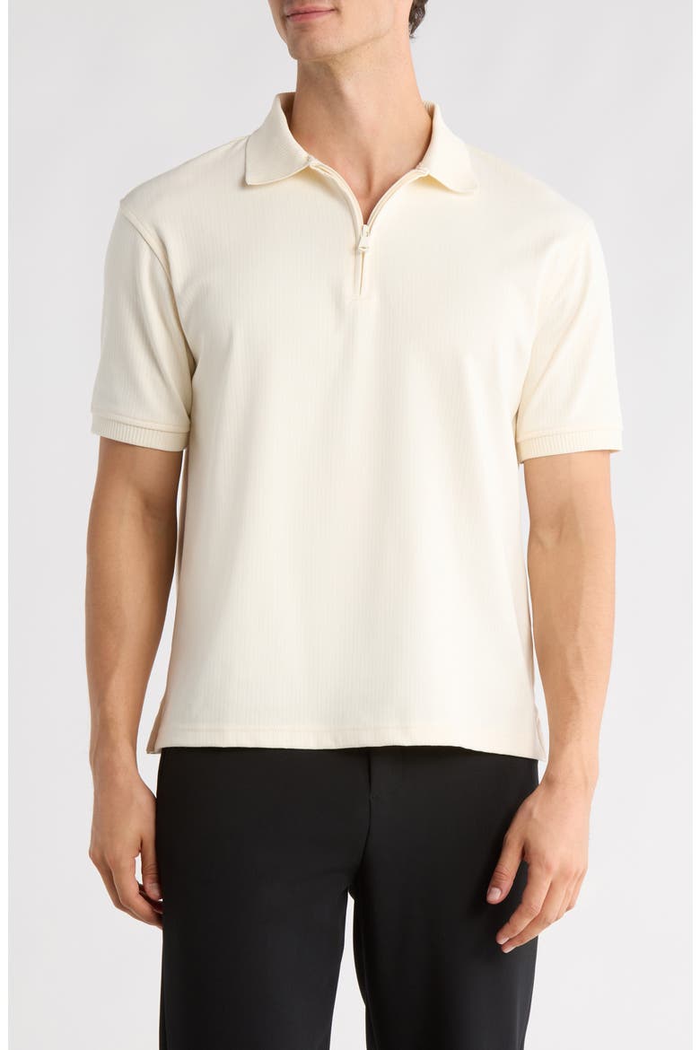 Quarter Zip Cotton Blend Polo, Main, color, OFF WHITE