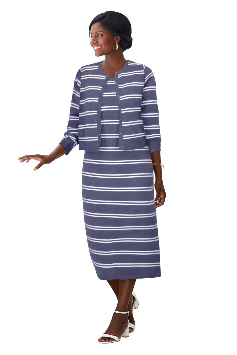 Two Piece Sweater Dress Set, Main, color, DEEP DUSK DOUBLE STRIPE