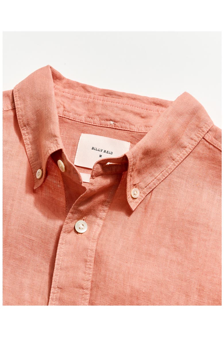 Tuscumbia Short Sleeve Linen Button-Down Shirt, Alternate, color, SALMON
