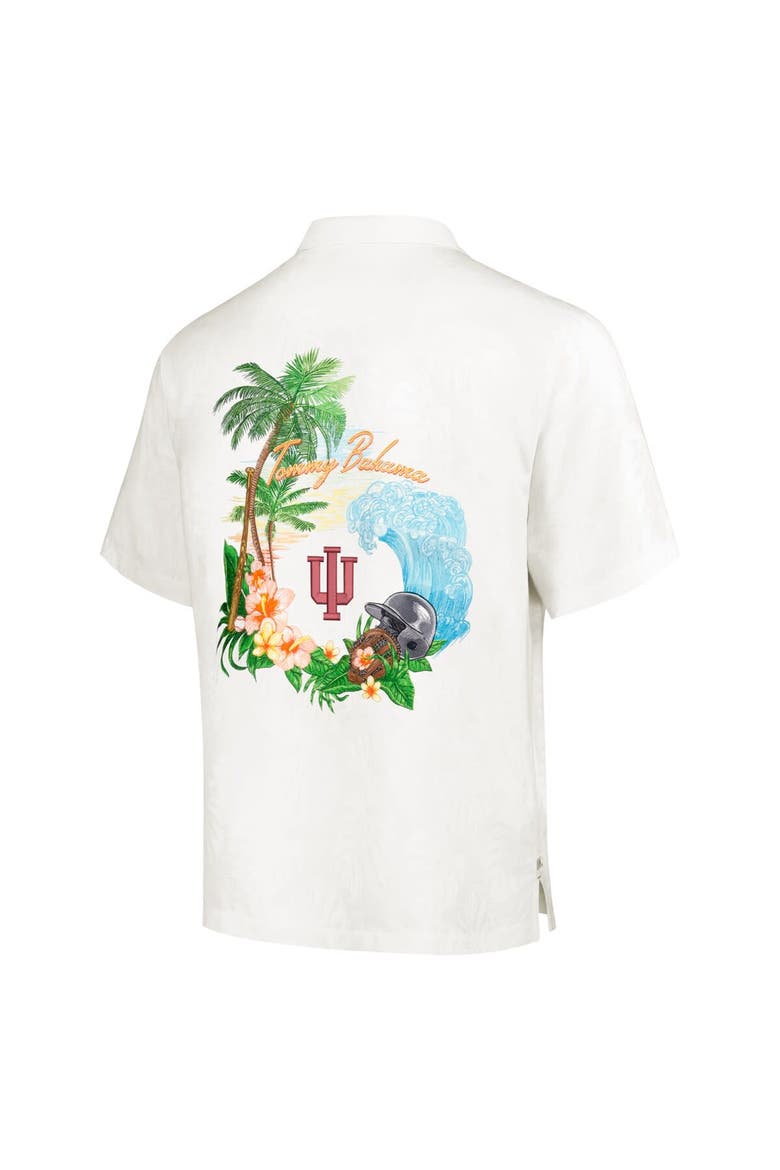 Men's Tommy Bahama Cream Indiana Hoosiers Castaway Game Camp Button-Up Shirt, Alternate, color, Cream