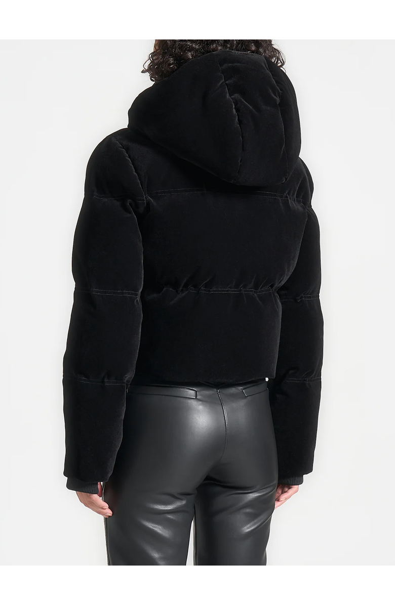 Manière De Voir Maeva Velvet Cropped Puffer Jacket, Alternate, color, Black