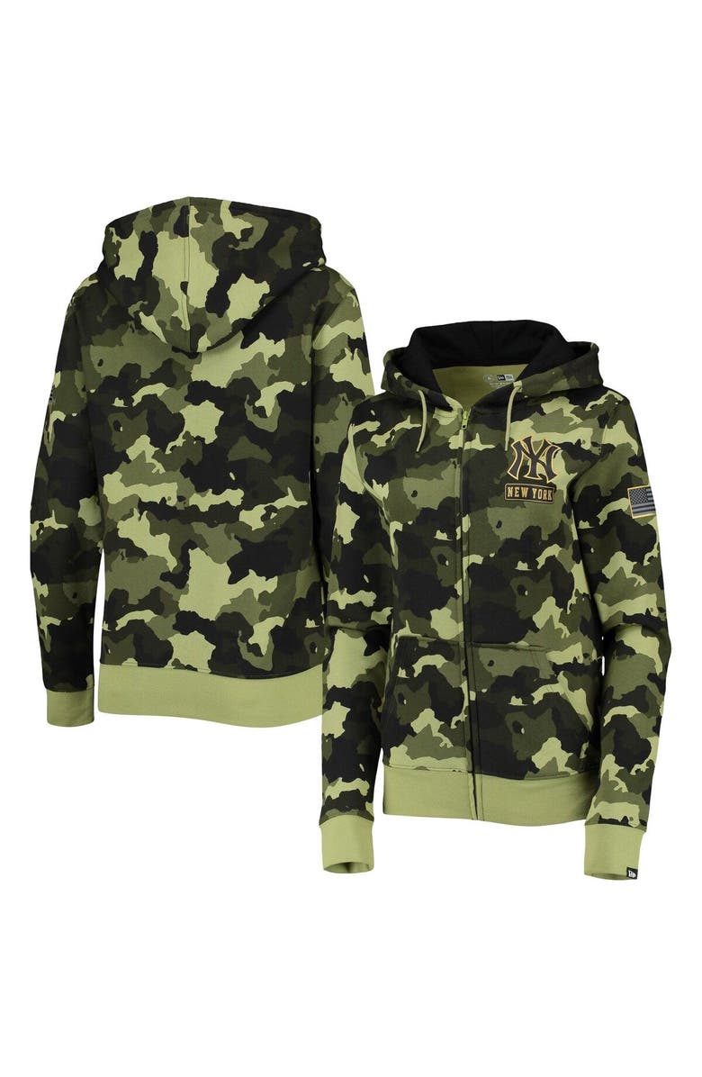 New Era Women's New Era Green New York Yankees 2022 MLB Armed Forces Day Camo Full-Zip Hoodie, Alternate, color, 