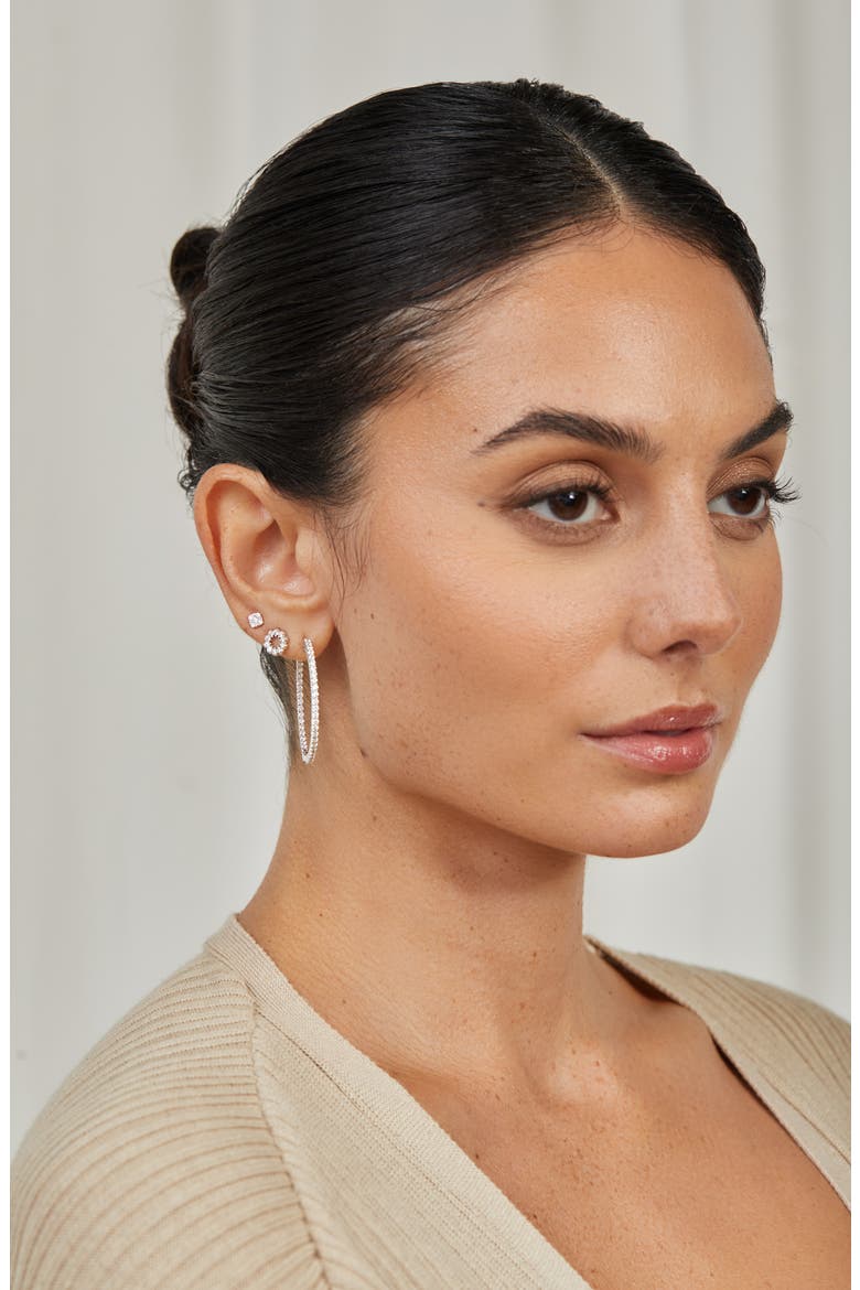 Liora Diamond Open Circle Stud Earrings (Nordstrom Exclusive), Alternate, color, 18K WHITE GOLD
