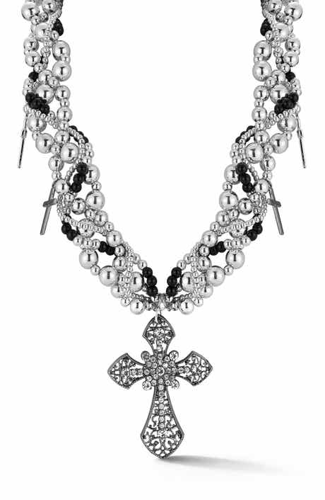 Cubic Zirconia Statement Cross Necklace