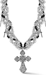 CHLOE AND MADISON Cubic Zirconia Statement Cross Necklace