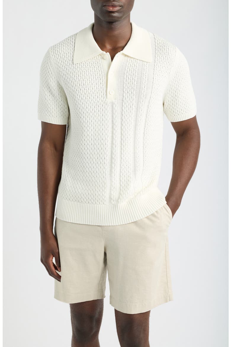 Santino Textured Cotton Polo Sweater, Main, color, ECRU- 17