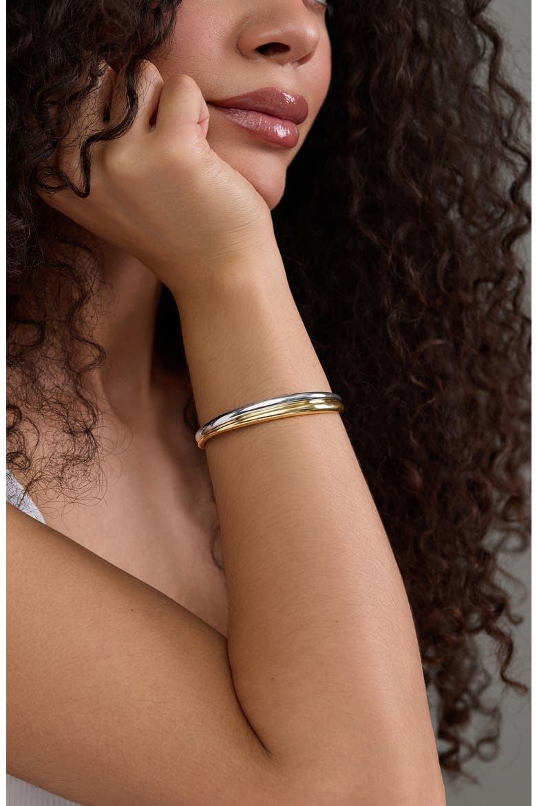 14k Gold Two-tone Cuff Bracelet, Alternate, color, 14KW