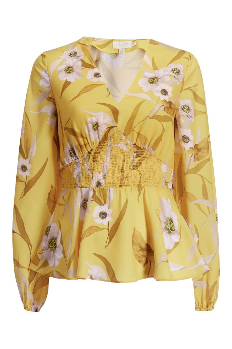 Saniyah Cabana Smocked Blouse, Alternate, color, YELLOW