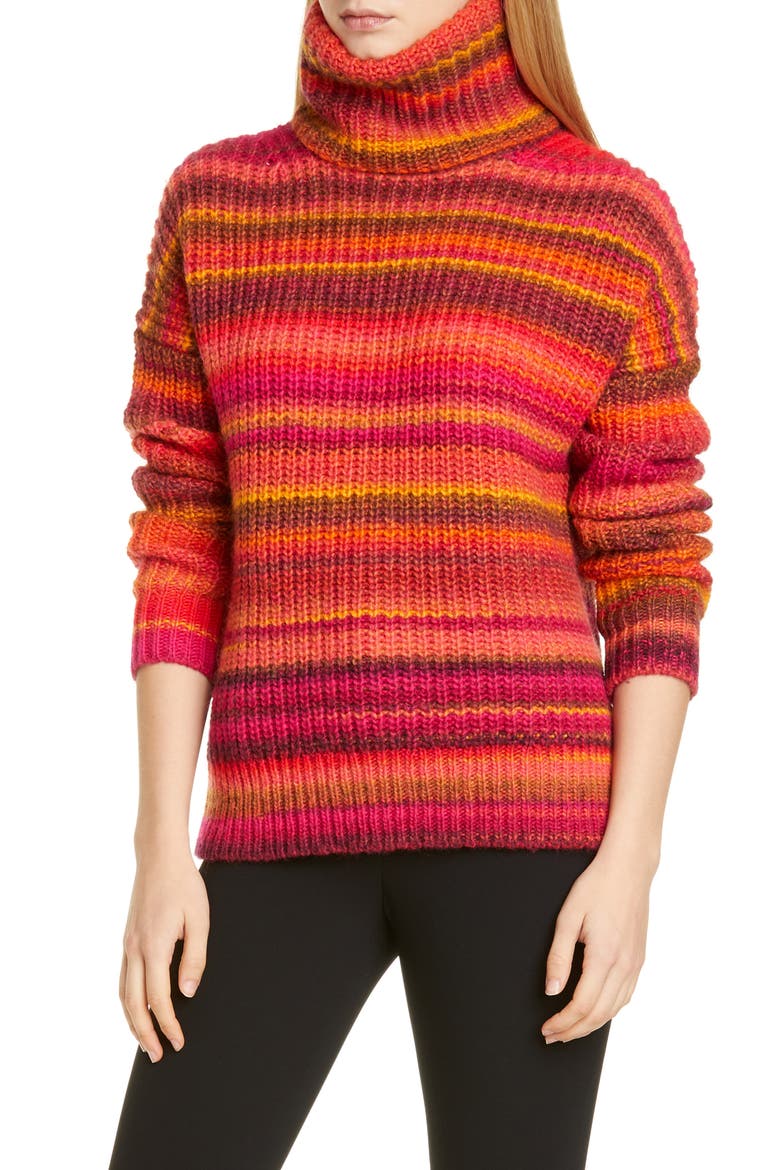 Kelley Stripe Wool Blend Turtleneck Sweater, Main, color, 000804 SINOPIA