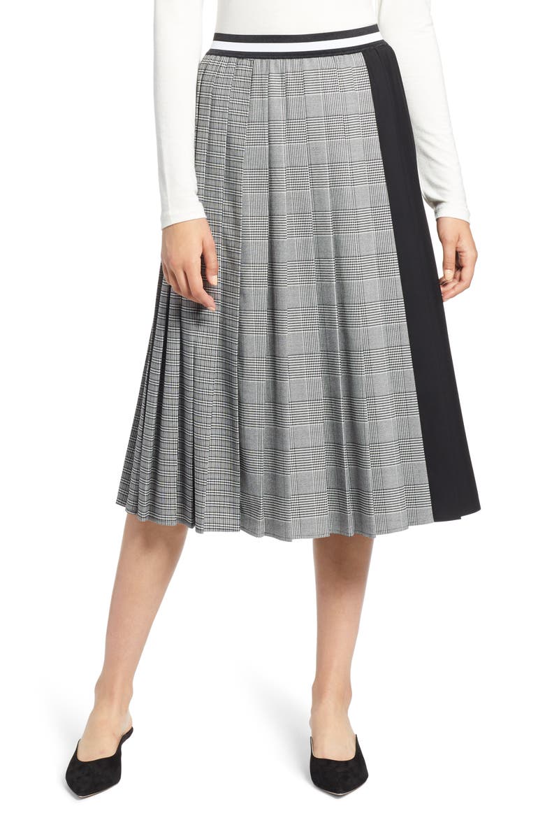 Plaid A-Line Skirt, Main, color, BLACK MIXED PLAID