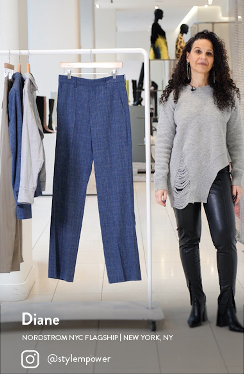 Olympe Plaid High Waist Straight Leg Trousers, sales video thumbnail