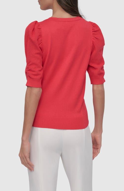 Dkny Women's Puff-sleeve V-neck Sweater In Watermelon
