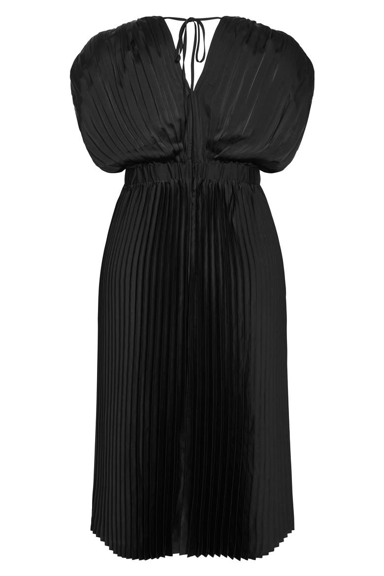 Henley Pleated Maxi Dress, Alternate, color, BLACK