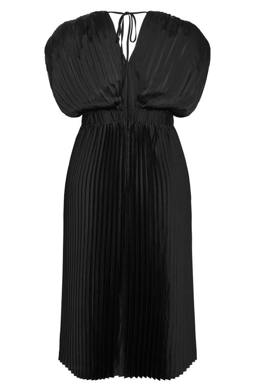 City Chic Henley Pleated Maxi Dress In Black