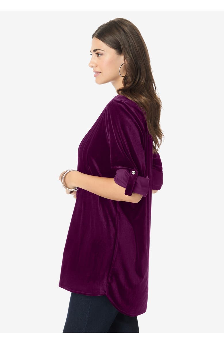 Roaman's Pintuck Velour Tunic, Alternate, color, Black