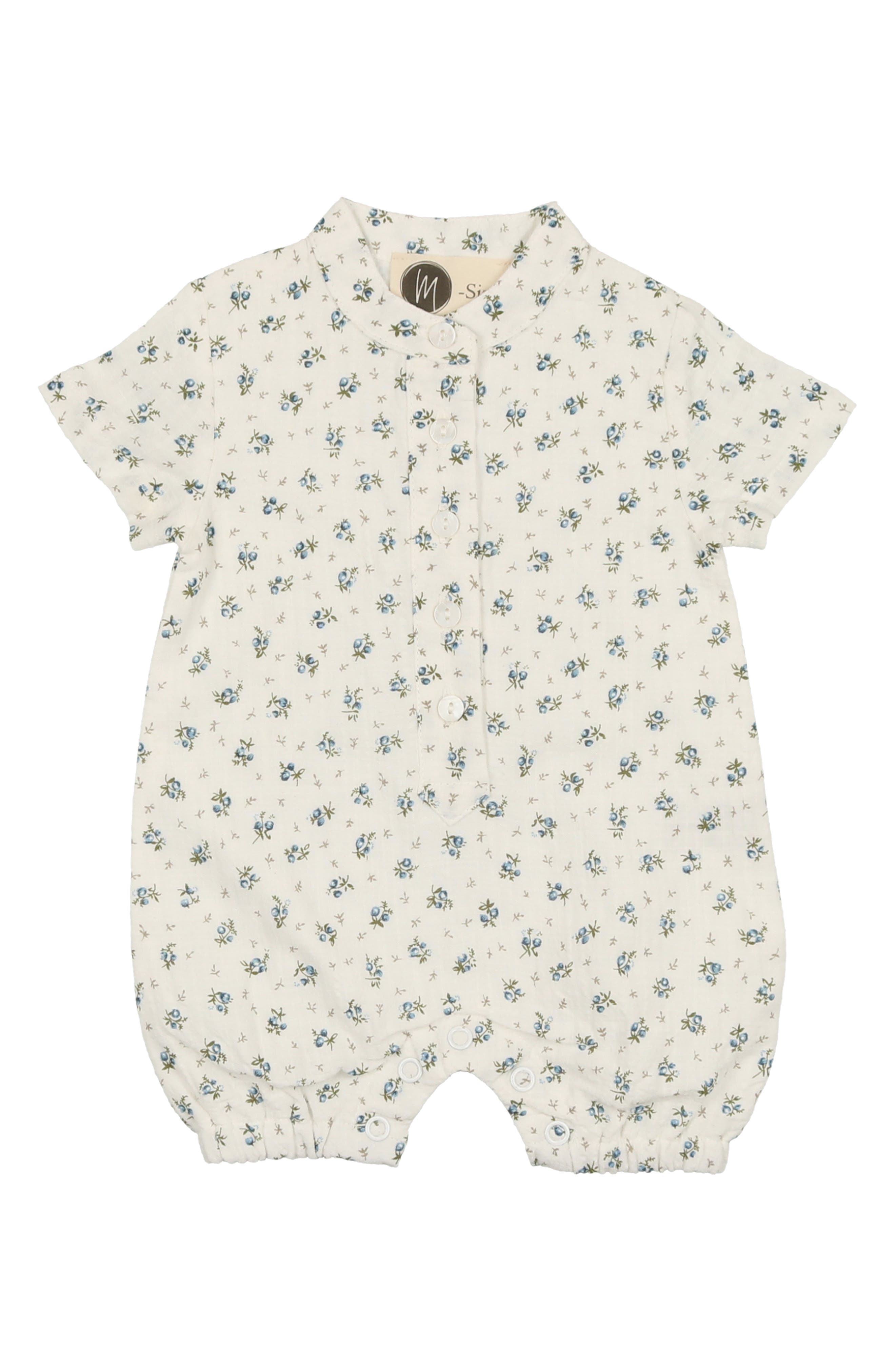 Manière Rosebud Print Cotton Romper in Blue 