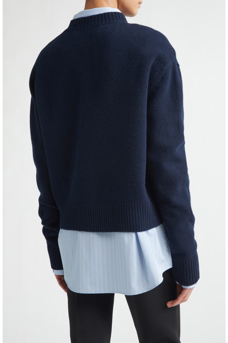 Crop Wool Cardigan, Alternate, color, NAVY
